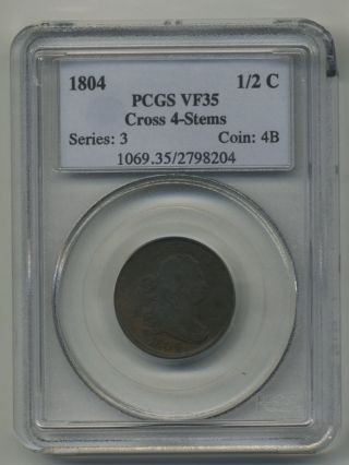 1804 Half Cent Pcgs Vf 35 Cross 4 - Stems photo