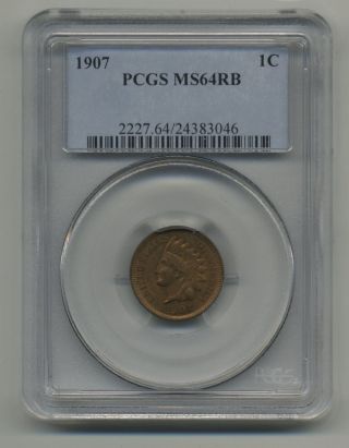1907 Indian Head Cent Ms 64 Rb Pcgs photo