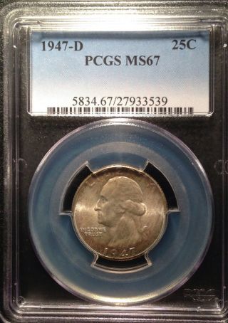 1947 - D Washington Quarter Dollar Pcgs Ms67  27933539 photo