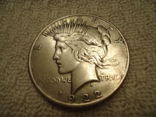 1922 P Peace Silver Dollar $1 United States - Circulated photo