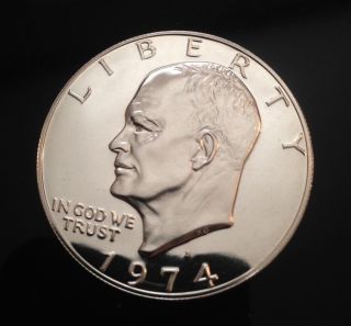 1974 - S Eisenhower Dollar 40% Silver - Gem Proof Pristine Gem Silver Proof photo