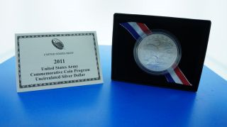 2011 - S United States Army Uncirculated Silver Dollar W/ & Box photo
