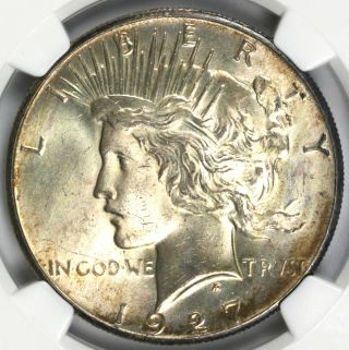 1927 Peace Dollar $1 Ngc Ms64 Beautifully Toned Lustrous Silver Coin photo
