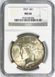 1927 Peace Dollar $1 Ngc Ms64 Beautifully Toned Lustrous Silver Coin Dollars photo 1