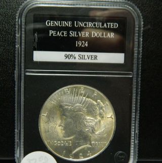 1924 Uncirculated Peace Silver Dollar - 90 % Silver photo