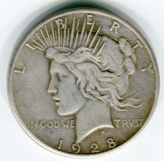1928 $1 Peace Dollar Xf Cleaned But Otherwise Problem photo
