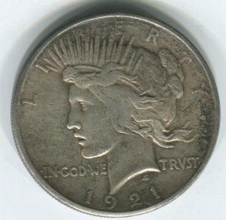1921 $1 Peace Dollar Vf - Xf,  Cleaned At One Time photo