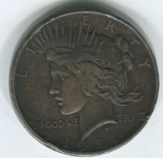 1921 $1 Peace Dollar Vf,  A Few Rim Bumps photo