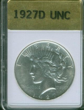 1927 - D Peace Silver Dollar Uncirculated Unc Bu+ Policy photo