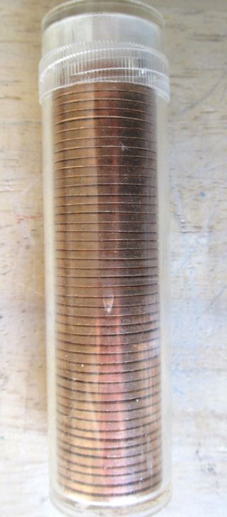 1 Tube Of 50 Pennies,  1960,  D,  Small 0,  Uncirculated,  In Plastic Tube photo