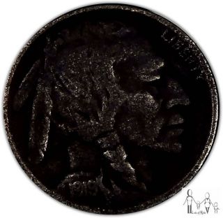1919 (p) Fine Details Indian Head Buffalo Nickel 5c Us Coin B18 photo