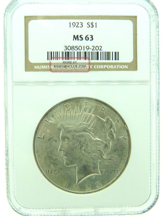 1923 $1 Ngc Ms63 Peace Silver Dollar (895)