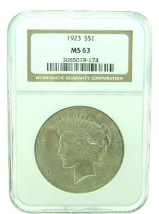 1923 $1 Ngc Ms63 Peace Silver Dollar (923) photo