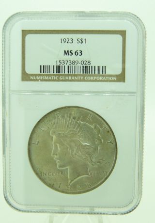 1923 $1 Ngc Ms63 Peace Silver Dollar (911) photo