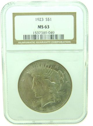 1923 $1 Ngc Ms63 Peace Silver Dollar (887) photo
