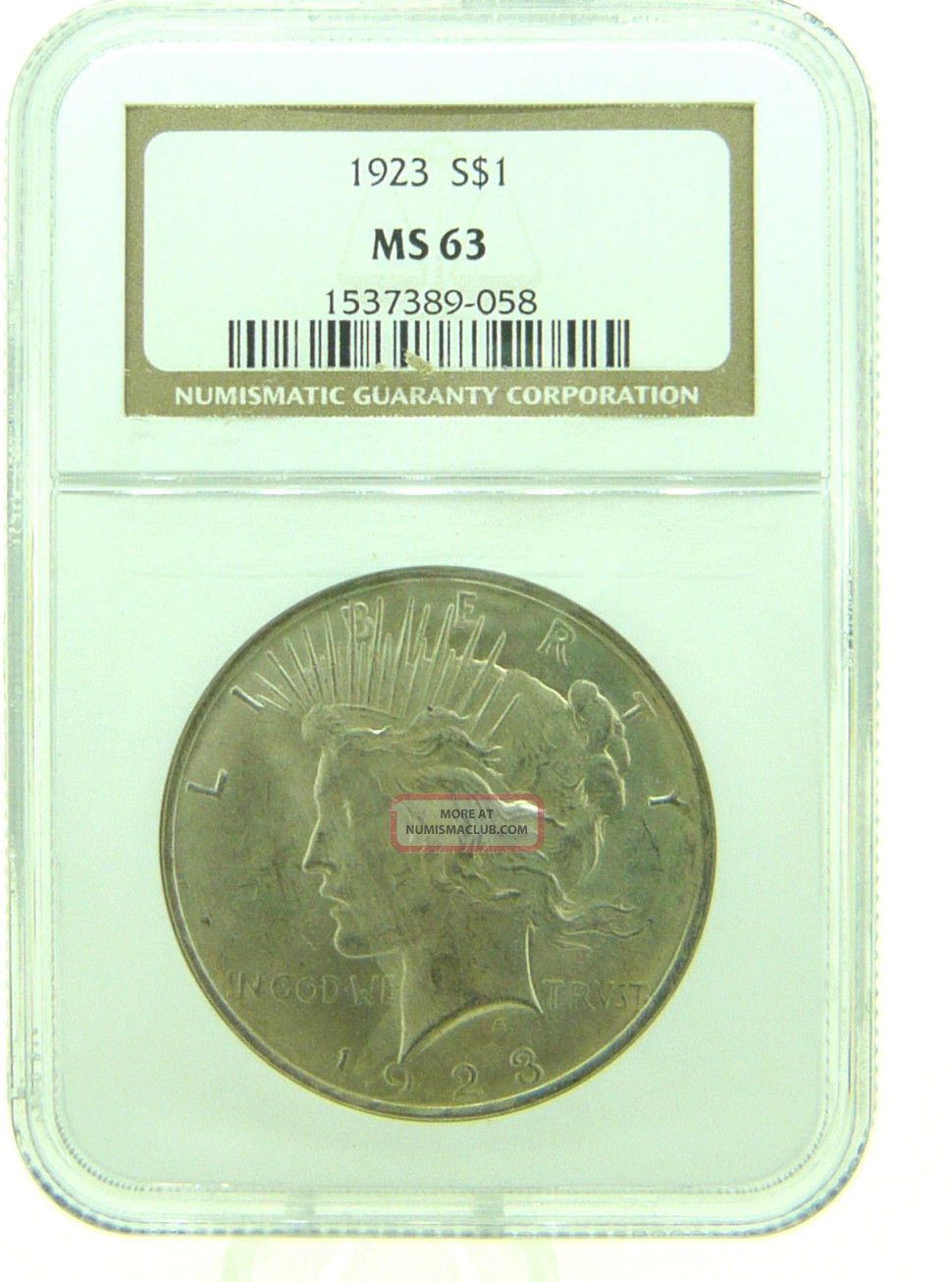 1923 $1 Ngc Ms63 Peace Silver Dollar (905)