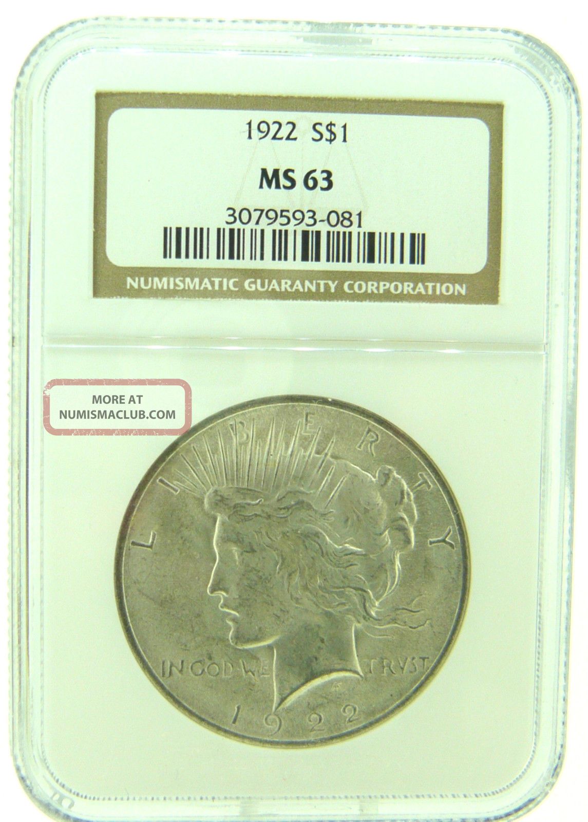 1922 $1 Ngc Ms63 Peace Silver Dollar (810)