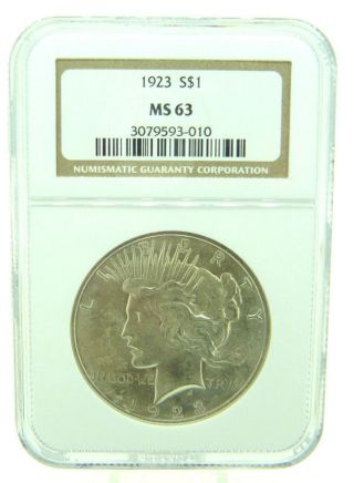 1923 $1 Ngc Ms63 Peace Silver Dollar (901) photo