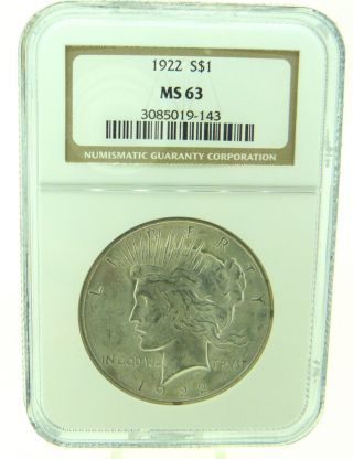 1922 $1 Ngc Ms63 Peace Silver Dollar (839) photo