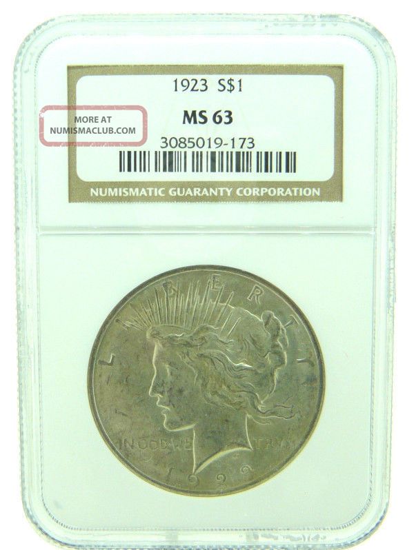 1923 $1 Ngc Ms63 Peace Silver Dollar (921)