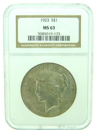 1923 $1 Ngc Ms63 Peace Silver Dollar (921) photo