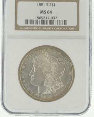 1881 - S Ms64 Ngc Morgan Dollar (940) photo