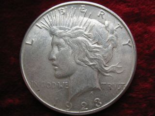 1923 - S Peace Silver Dollar,  Luster,  38.  1mm, .  77344 Oz.  Silver photo