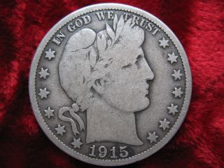 1915 - S Barber Silver Half Dollar,  Better Grade, photo