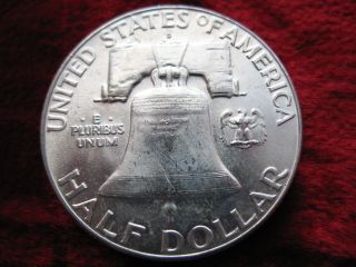1963 - D Franklin Silver Half Dollar,  Brilliant Uncirculated Some Bell Lines photo