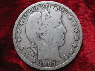 1907 - S Barber Silver Half Dollar,  Some Detail,  Tougher Date photo