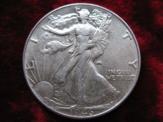 1946 - P Walking Liberty Silver Half Dollar,  Blazing Luster Coin photo