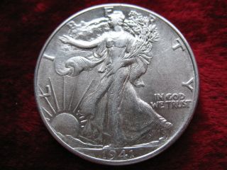 1941 - P Walking Liberty Silver Half Dollar,  Blazing Luster Coin photo