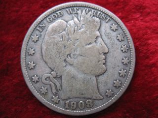 1908 - D Barber Silver Half Dollar,  Better Grade With Detail photo