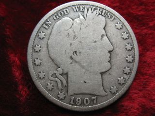 1907 - S Barber Silver Half Dollar,  Coin Tougher Date Fast Ship photo