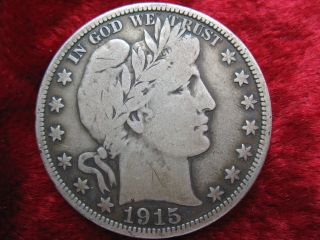 1915 - D Barber Silver Half Dollar,  Fine Quality With Detail photo