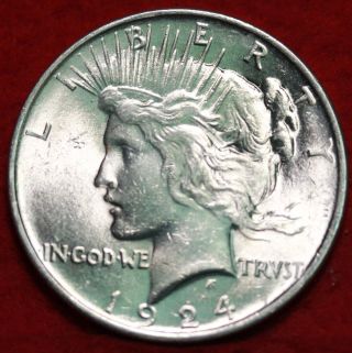 Uncirculated 1924 Silver Peace Dollar S/h photo