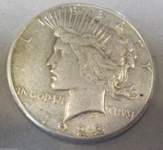 1922 S Silver Peace Dollar 314b photo