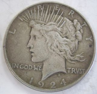 1924 Silver Peace Dollar 323q photo