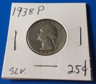 1938 - P Washington Silver Quarter. photo