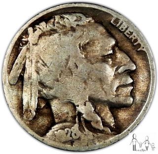 1928 D Very Good Vg Indian Head Buffalo Nickel 5c Us Coin B32 photo