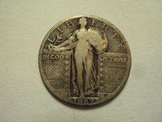 Coinhunters - 1927 - D Standing Liberty Silver Quarter - Very Fine,  Vf photo
