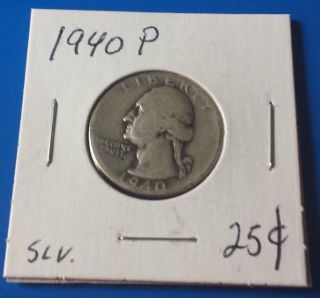 1940 - P Washington Silver Quarter. photo