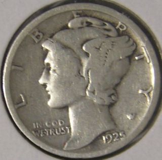 1925 Silver Mercury Dime,  Af 590 photo