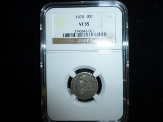 1820 Capped Bust Dime Ngc Vf35 photo