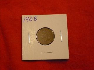 1908 Indian Head Cent Circulated Penny Very Good Us Coin photo