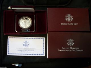 1999 Dolley Madison Commemorative Proof Silver Dollar Coin Sleeve photo