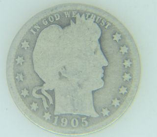 1905 - O Barber Quarter Key Date Readable Date And Mintmark Bqg0504 photo