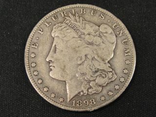 1898 S Morgan Silver Dollar Coin Vf 89s43 photo