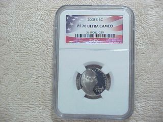 2008 S Proof Jefferson Nickel Ngc Pf70 Ultra Cameo Coin photo