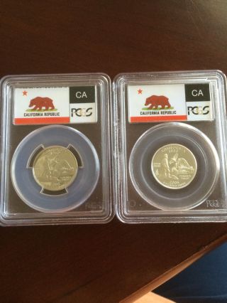 2005 S California Silver & Clad Quarters Graded Pr69dcam By Pcgs In Flag Holde photo
